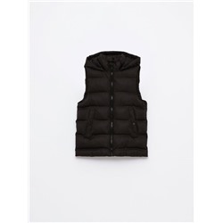 LONG QUILTED GILET WITH HOOD