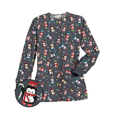 UA Penguin Holiday Pewter Print Scrub Jacket