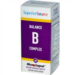 Superior Source, MicroLingual, Балансирующий Комплекс Витамина В 60 таблеток