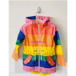 Радужная длинная непромокаемая куртка с капюшоном для девочек Ne*xt