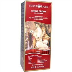Surya Henna, Крем с хной, Окрашивание & кондиционирование волос, Красный, 2.37унции (70 мл)