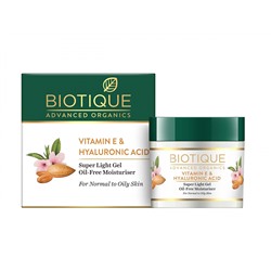 BIOTIQUE Advanced Organics Vitamin E &amp; Hyaluronic Acid Super Light Gel Oil-Free Moisturiser  Сверхлёгкий безмасляный увлажняющий гель для лица с витамином Е и гиалуроновой кислотой  175г
