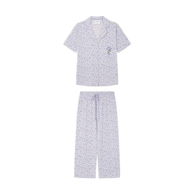 Pijama camisero 100% algodón lila Snoopy