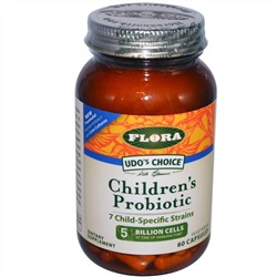 Flora, Udo's Choice, детский пробиотик, 60 вегетарианских капсул