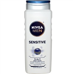 Nivea, Мужской гель для душа 3-в-1 для чувствительной кожи, 500 мл (16,9 жидких унций)