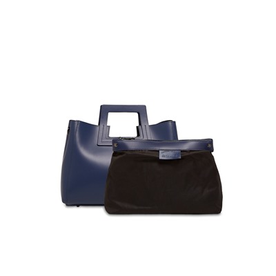 Bolso de piel y neceser Jane Azul marino