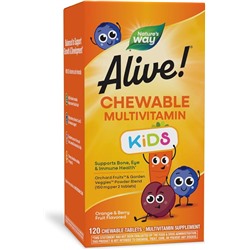 Жевательные мультивитамины для детей, поддерживающие здоровье костей, глаз и иммунитета*, со вкусом апельсина и ягод, без глютена, 120 жевательных таблеток (упаковка может отличаться)