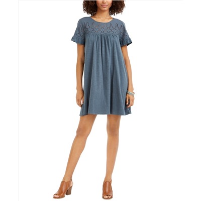 Style & Co Eyelet Flutter-Sleeve T-Shirt Dress, Created for Macy's