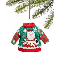 Holiday Lane Santa's Favorites Green Ugly Christmas Sweater Ornament, Created for Macy's