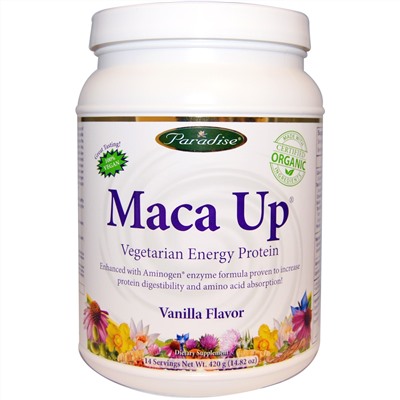 Paradise Herbs, Maca Up, вегетарианский энергетический белок, со вкусом ванили, 15,94 унции (452 г)