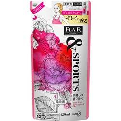 Кондиционер-ополаскиватель KAO Flair SPORTS Арома для белья аромат Розовый всплеск сменная упаковка 400 мл