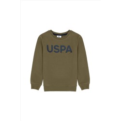 Çocuk Haki Basic Bisiklet Yaka Sweatshirt