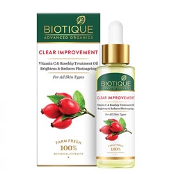 BIOTIQUE Advanced Organics Clear Improvement Vitamin C &amp; Rosehip Treatment Oil Масло для лица с витамином С и шиповником 30мл