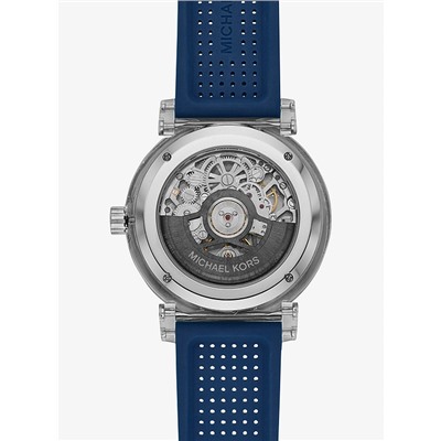 Oversized Greer Silver-Tone and Perforated Silicone Watch