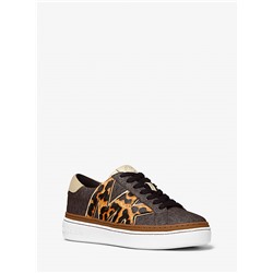 Chapman Logo and Leopard Print Calf Hair Sneaker