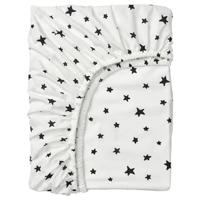 Spannbettlaken, Sterne/weiß, 90x200 cm