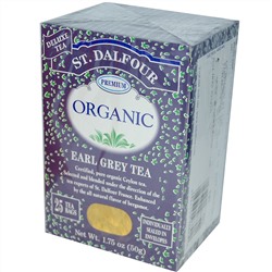 St. Dalfour, Органический чай Earl Grey, 25 чайных пакетов, 1.75 унций (50 г)