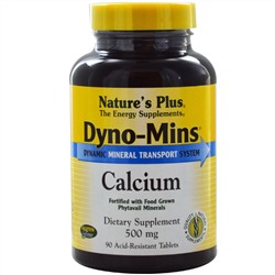 Nature's Plus, "Дино-Минc", кальций, 500 мг, 90 устойчивых к кислоте таблеток