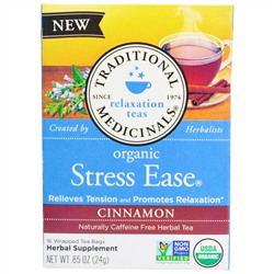 Traditional Medicinals, Stress Ease, Relaxation Teas, Organic, Cinnamon, 16 Tea Bags