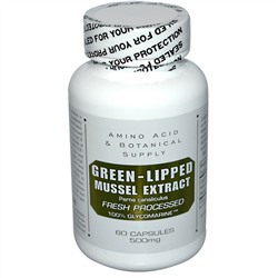 Amino Acid & Botanical Supply, Экстракт зеленых мидий, 500 мг, 60 капсул