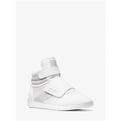 MICHAEL MICHAEL KORS Addie Leather and Canvas High-Top Trainer