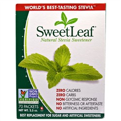 Wisdom Natural, SweetLeaf, природный заменитель сахара стевия, 70 пакетов