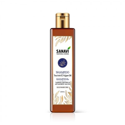 SANAVI Shampoo tea tree and argan oil Шампунь чайное дерево и аргановое масло 200мл