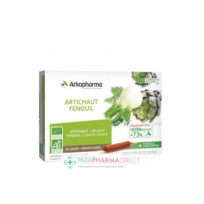 ArkoPharma ArkoFluides - Artichaut Fenouil - Dépuratif Confort Digestif - BIO 20 ampoules