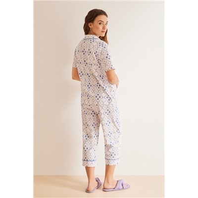 Pijama camisero 100% algodón rombos