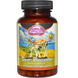 Dragon Herbs, Плацента оленя, 500 мг каждая, 60 капсул