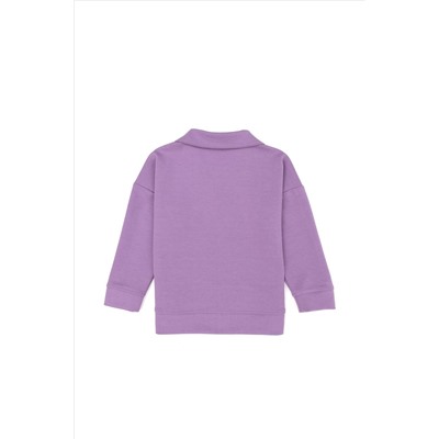 Kız Çocuk Lila Polo Yaka Sweatshirt