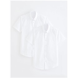 Senior Boys White Short Sleeve Skinny Fit School Shirt 2 Pack