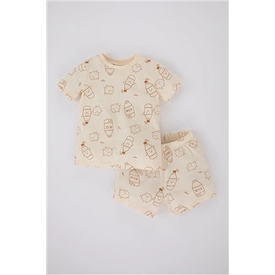 Defacto Erkek Bebek Süt Baskılı Kısa Kollu Penye Pijama Takımı A6594A523HS