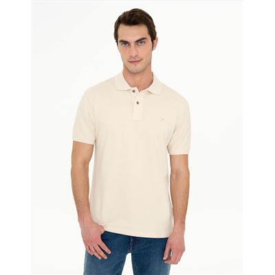 Bej Slim Fit Polo Yaka Basic Tişört