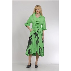 BİZE Yakası Fırfırlı Belden Bağlamalı Poplin Elbise-Elma Yeşili 23SS-BZ2692