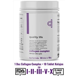 Quality Life Collagen Complex Saf Toz 300 GR Tip1 Tip2 Tip3 Tip5 Tip10 Hidrolize Kolajen Peptit Magnezyum TYCNIFXQFN170498025280641