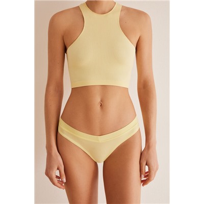 Tanga confort frunce amarillo