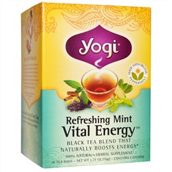 Yogi Tea, Жизненная энергия, освежающая мята, 16 чайных пакетиков, 1,27 унции (36 г)