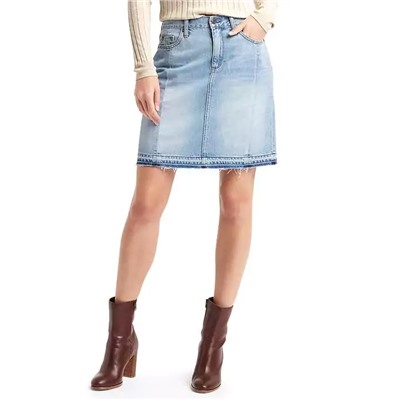 1969 denim let-down hem skirt