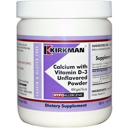 Kirkman Labs, Кальций с витамином D3, порошок без вкуса, 454 г (16 унций)