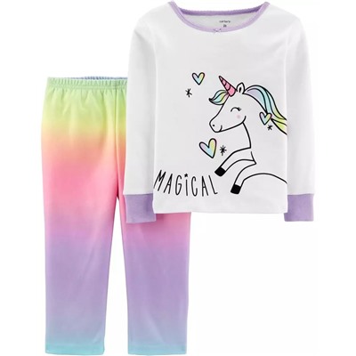 Carter's | Toddler 2-Piece Rainbow Unicorn Snug Fit Cotton & Fleece PJs