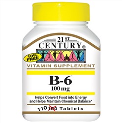 21st Century, Витамин B6, 100 мг, 110 таблеток