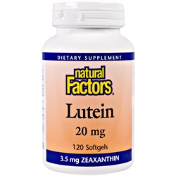 Natural Factors, Лютеин, 20 мг, 120 желатиновых капсул