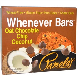 Pamela's Products, Whenever Bars, овсяные школадные батончики с кокосовой стружкой, 5 батончиков, 1,41 унция (40 г) каждый