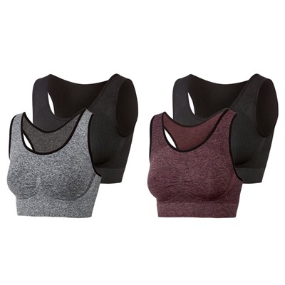 CRIVIT® Sport-Bustier, 2 Stück, Medium Level, Seamless, mit formendem Effekt, mit Elasthan