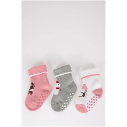 Defacto Kız Bebek Yılbaşı Temalı 3'lü Pamuklu Uzun Çorap Y7811A2NS
