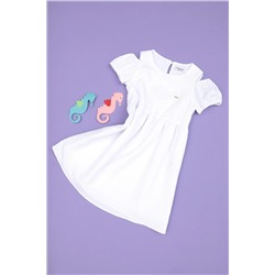 Kız Çocuk Beyaz Dokuma Elbise