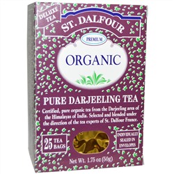 St. Dalfour, Органический чистый чай дарджилинг, 25 чайных пакетиков, по 0,07 унц. (2 г) каждый