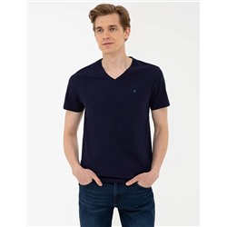 Lacivert Slim Fit Basic V Yaka Tişört