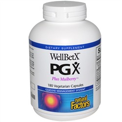 Natural Factors, WellBetX PGX, с шелковицей, 180 растительных капсул
